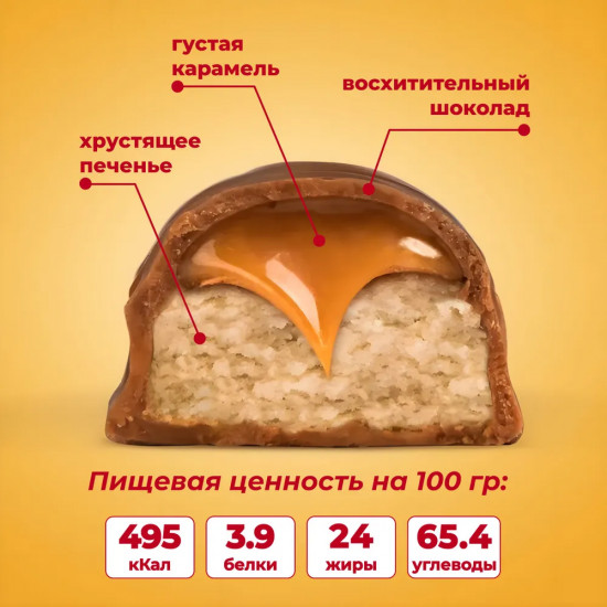 Батончик шоколадный с песочным печеньем и карамелью