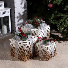 Фигура светодиодная «Белые плетёные подарки» - Фото 3