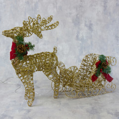 Фигура светодиодная «Олень с санями» - Фото 1