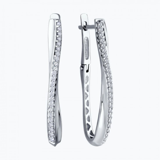 Серьги из серебра с фианитами