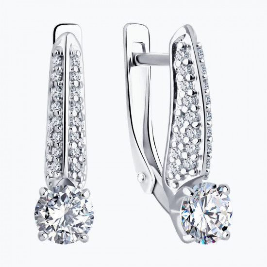 Серьги из серебра с фианитами