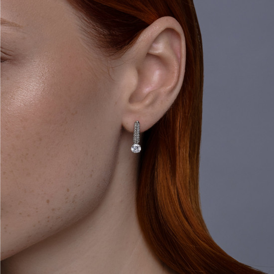 Серьги из серебра с фианитами