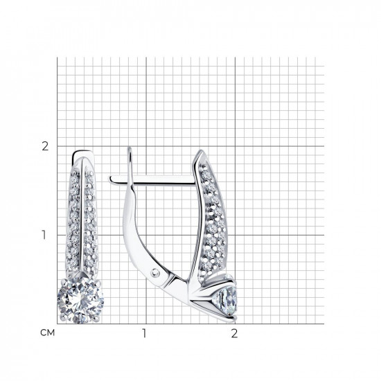 Серьги из серебра с фианитами