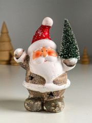 Фигурка светящаяся «Дед Мороз в серебристой шубке с ёлочкой» - Фото 1