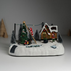 Фигурка светящаяся «Дед Мороз украшает ёлочку» - Фото 2