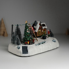 Фигурка светящаяся «Дед Мороз украшает ёлочку» - Фото 3