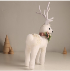 Фигурка новогодняя «Белый олень в бусинках» - Фото 2