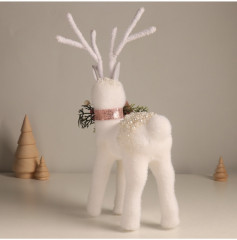 Фигурка новогодняя «Белый олень в бусинках» - Фото 3