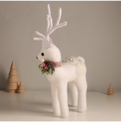 Фигурка новогодняя «Белый олень в бусинках» - Фото 4
