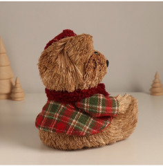 Фигурка новогодняя «Мишка в клетчатом костюме и колпаке» - Фото 2