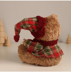Фигурка новогодняя «Мишка в клетчатом костюме и колпаке» - Фото 3