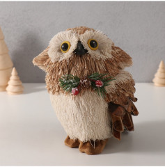 Фигурка новогодняя «Совёнок с шишкой и еловой веточкой на грудке» - Фото 1