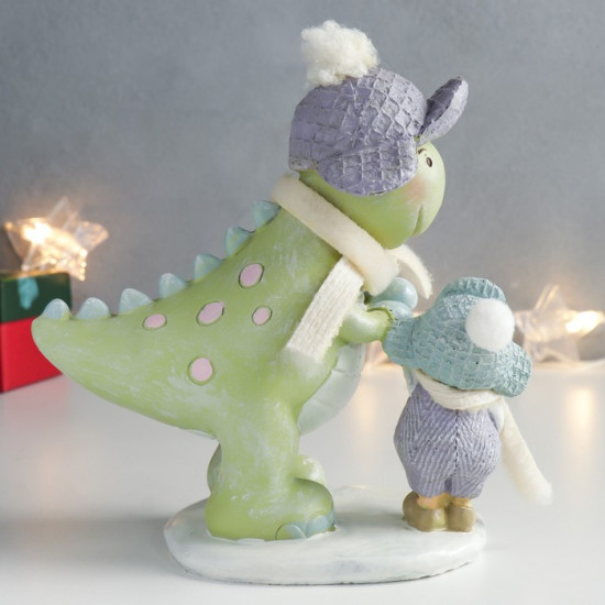 Фигурка «Малыш и динозаврик в шапочках»