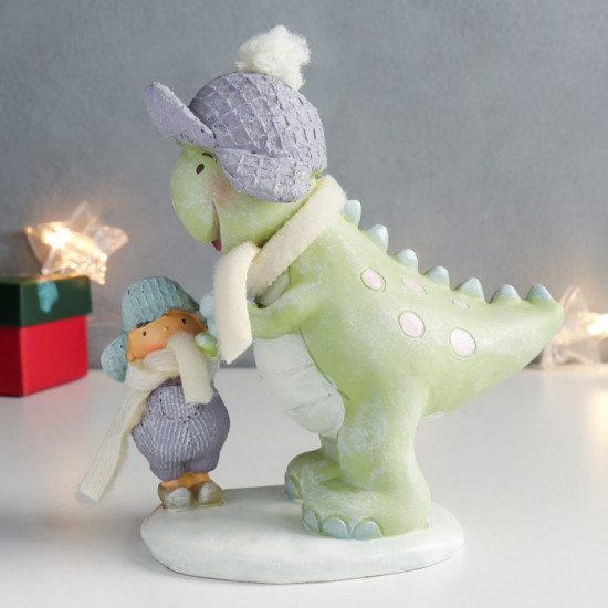 Фигурка «Малыш и динозаврик в шапочках»