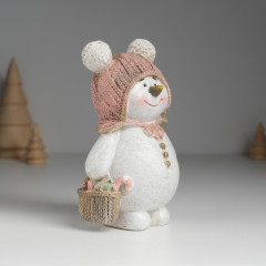 Фигурка «Снеговик в шапке с помпошками» - Фото 1