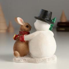 Фигурка «Снеговичок с ёлочкой и зайкой» - Фото 2