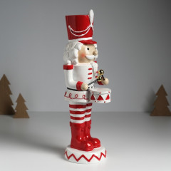 Фигурка «Щелкунчик с кудряшками в красно-белом мундире с барабаном» - Фото 3