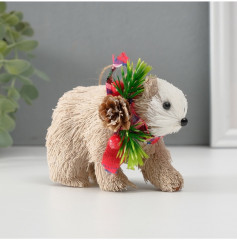 Фигурка-подвеска новогодняя «Мишка с ёлочным венком на шее» - Фото 2