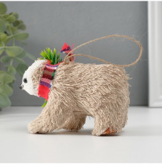 Фигурка-подвеска новогодняя «Мишка с ёлочным венком на шее» - Фото 4