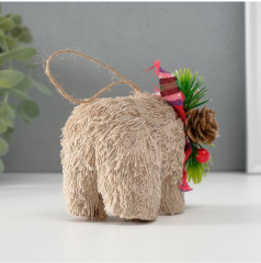 Фигурка-подвеска новогодняя «Мишка с ёлочным венком на шее» - Фото 5