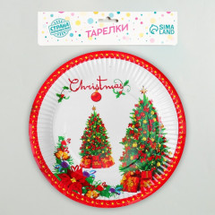 Тарелка новогодняя бумажная «Ёлка с подарками» - Фото 2