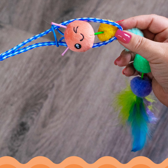 Игрушка-дразнилка для кошек с кошачьей мятой «Гусеничка»