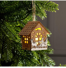 Игрушка ёлочная «Домик с Дедом Морозом на санках» - Фото 3