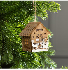 Игрушка ёлочная «Домик с Дедом Морозом на санках» - Фото 4