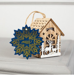 Игрушка ёлочная «Домик с оленями» - Фото 6