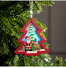 Игрушка ёлочная «Красная ёлочка с Дедом Морозом» - Фото 3