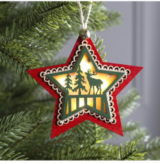 Игрушка ёлочная «Красная звезда с оленем» - Фото 3