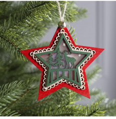 Игрушка ёлочная «Красная звезда с оленем» - Фото 4