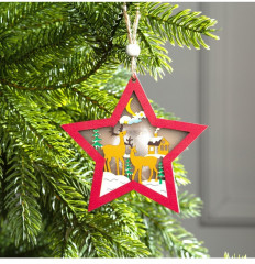 Игрушка ёлочная «Красная звезда с оленями» - Фото 4