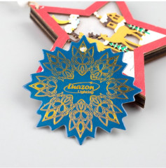 Игрушка ёлочная «Красная звезда с оленями» - Фото 6