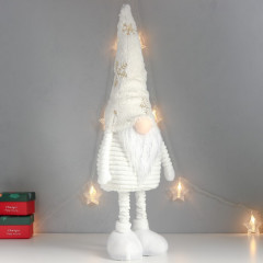 Кукла интерьерная текстильная «Дед Мороз в белом колпаке с золотом» - Фото 1