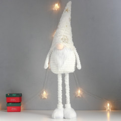 Кукла интерьерная текстильная «Дед Мороз в белом колпаке с золотом» - Фото 4