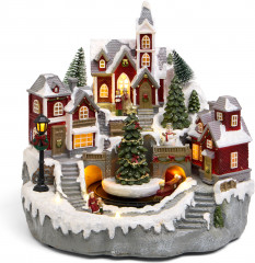 Статуэтка музыкальная с LED-подсветкой «Зимний городок» - Фото 1