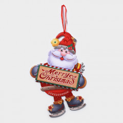 Украшение новогоднее настенное «Дедушка мороз на коньках» - Фото 1