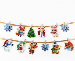Гирлянда бумажная на ленте с фантами «Новогодняя» - Фото 3