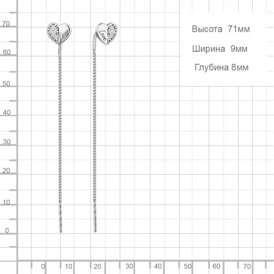 Серьги из серебра с фианитами