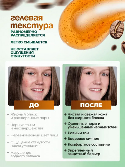 Гель для умывания глубоко очищающий с кофе