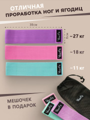 Набор тканевых фитнес-резинок - Фото 1