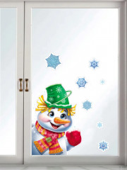 Наклейки для окон «Снеговичок подглядывает в окно» - Фото 4