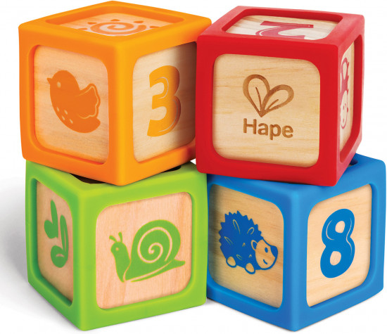 Набор детских кубиков деревянных в силиконовых чехлах