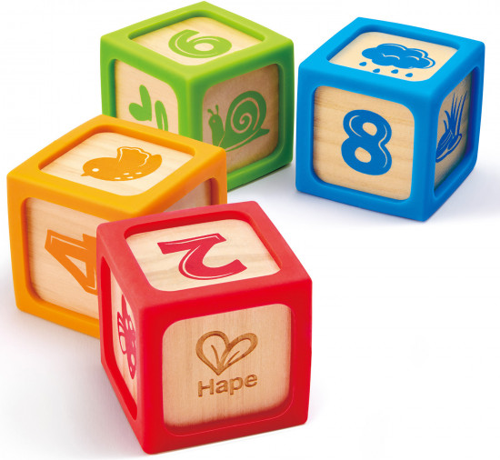 Набор детских кубиков деревянных в силиконовых чехлах