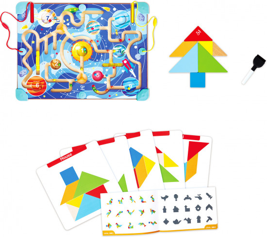 Головоломка 2 в 1 «Космический лабиринт и танграм»