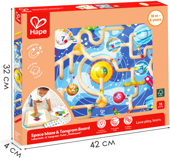 Головоломка 2 в 1 «Космический лабиринт и танграм»