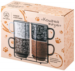 Набор кружек на подставке «Кошачья жизнь» - Фото 7