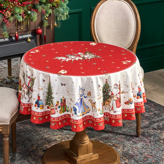 Скатерть водоотталкивающая круглая «С Новым годом!»