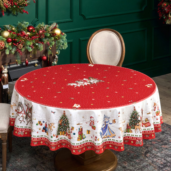 Скатерть водоотталкивающая круглая «С Новым годом!»